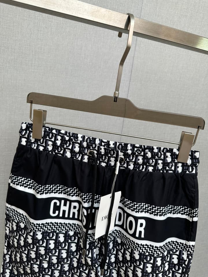 Dior Men's Casual Beach Shorts – 2025SS Collection in Black Dior Band Monogram