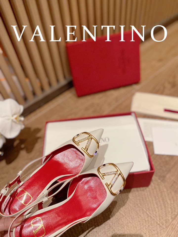 Valentino VLogo Signature Rhinestone Low-Heel Pumps – 2022 Collection in Nude Beige