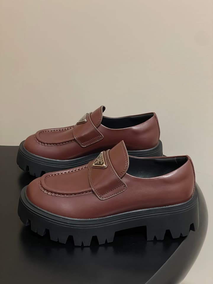 Prada Thick-Soled Platform Loafers – 25FW in Deep Gloss Black