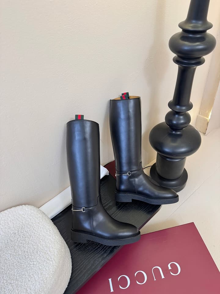 Gucci Runway Velvet Boots in Black Suede