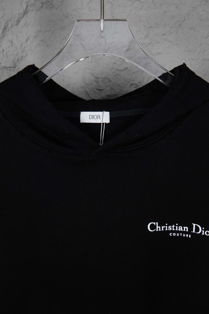 Dior Classic English Letter Hooded Sweatshirt in Black