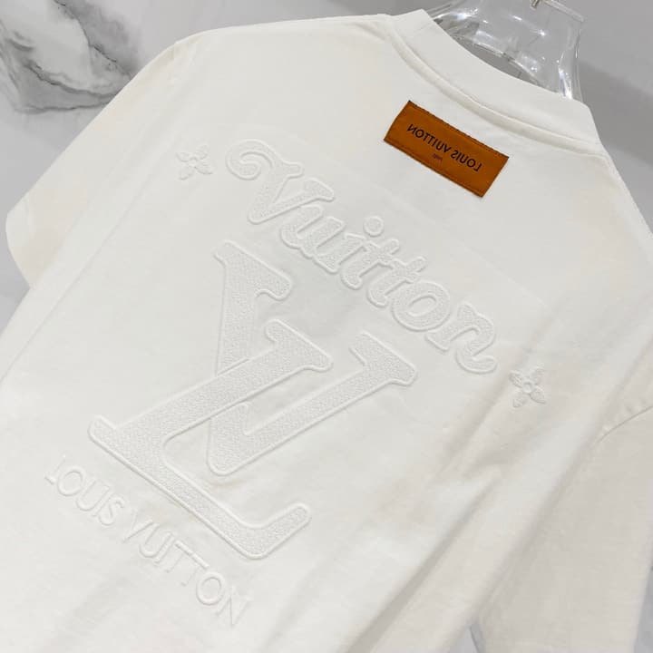 Louis Vuitton Washed Cotton Logo Embroidery T-Shirt in Black
