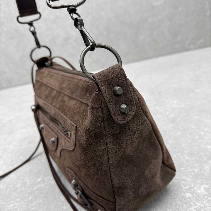 Balenciaga Le City Moto Suede Hobo Bag – 25FW in Dark Brown Suede