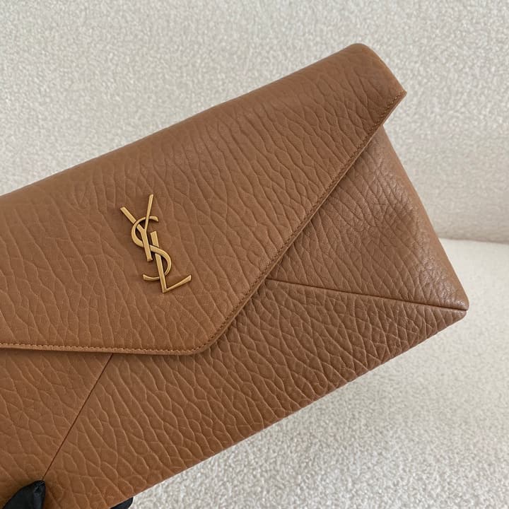 Saint Laurent Envelope Clutch Bag in Camel Brown