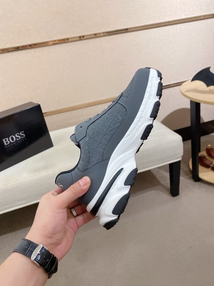 Boss Men's Casual Leather Sneakers in Blue