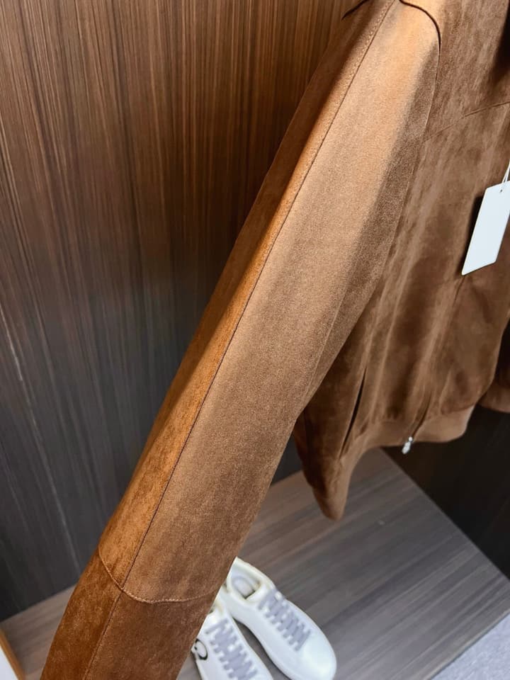 Dior Classic Men's Suede Bomber Jacket in Cognac Brown Suede Jacket
