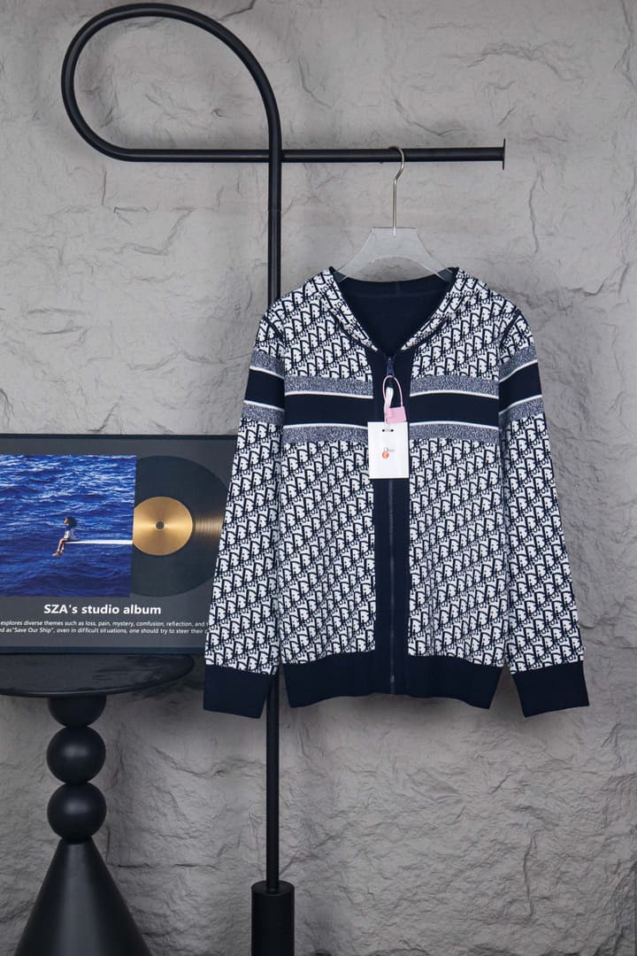 Dior Monogram Jacquard Zip Cardigan – 24SS in Light Grey Monogram