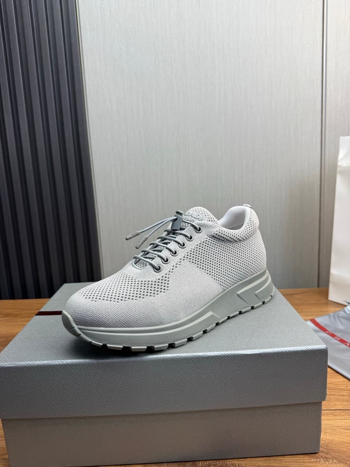 Prada Men's High-Quality Sneakers in Light Grey