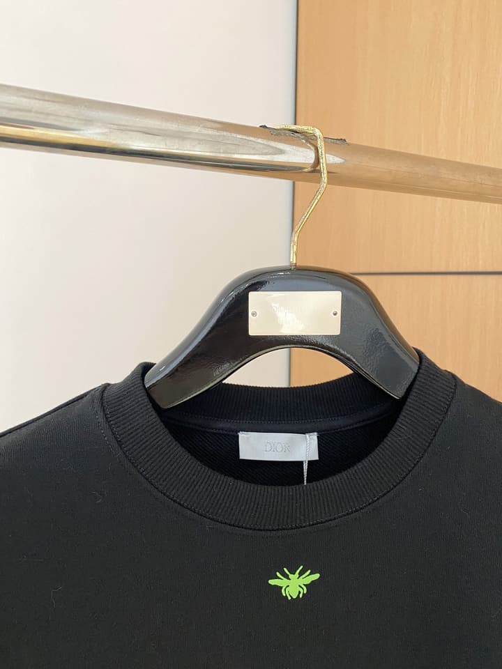 Dior Flocked Logo & Bee Crewneck Sweatshirt – 24SS in Black With Neon Green Accents