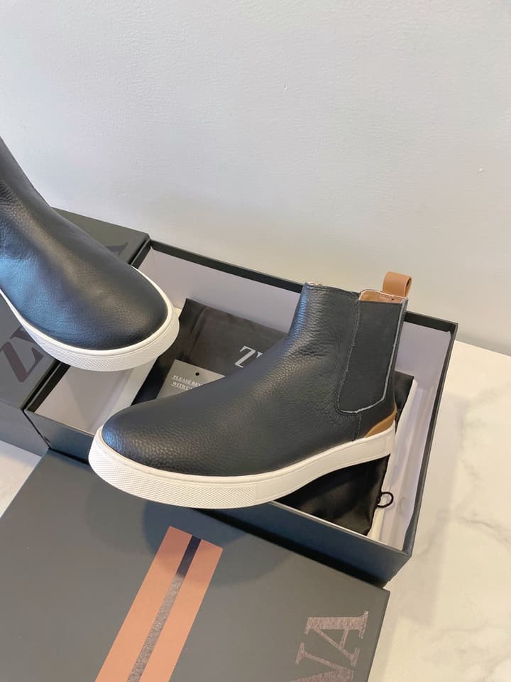 Zegna COUTURE Triple Stitch Leather Sneakers in Black Suede With Dark Sole