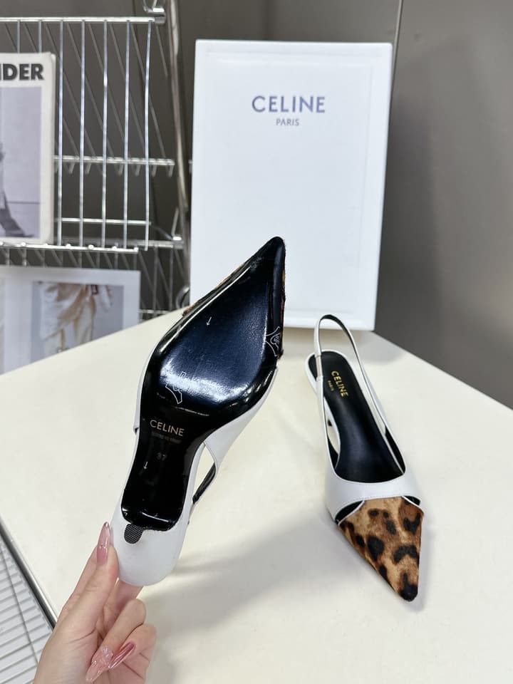 Celine Triomphe Calfskin Heels – Spring/Summer Collection in Dark Leopard Print