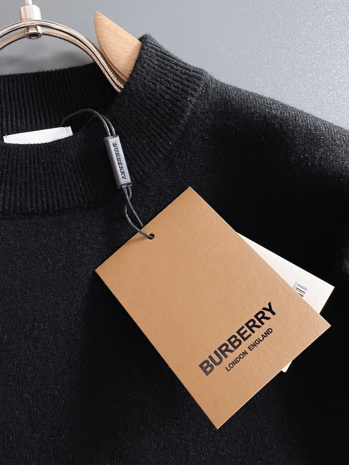 Burberry Half-Zip Wool Blend Sweater in Black Logo