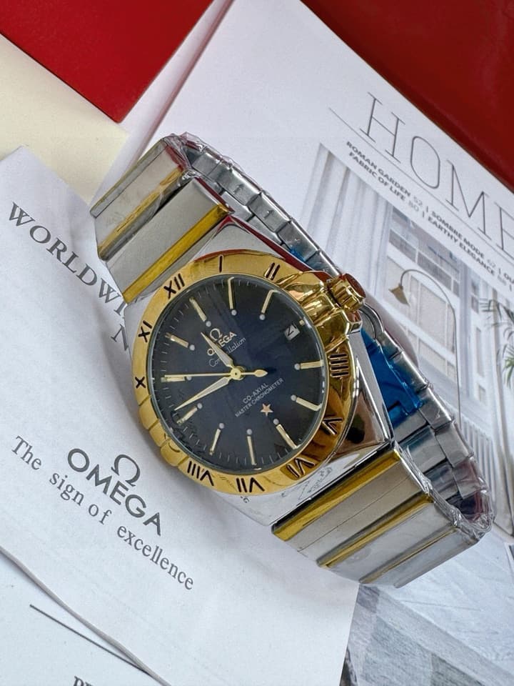 Omega Constellation Mechanical Gold/Blue Dial Watch in Blue Dial 1