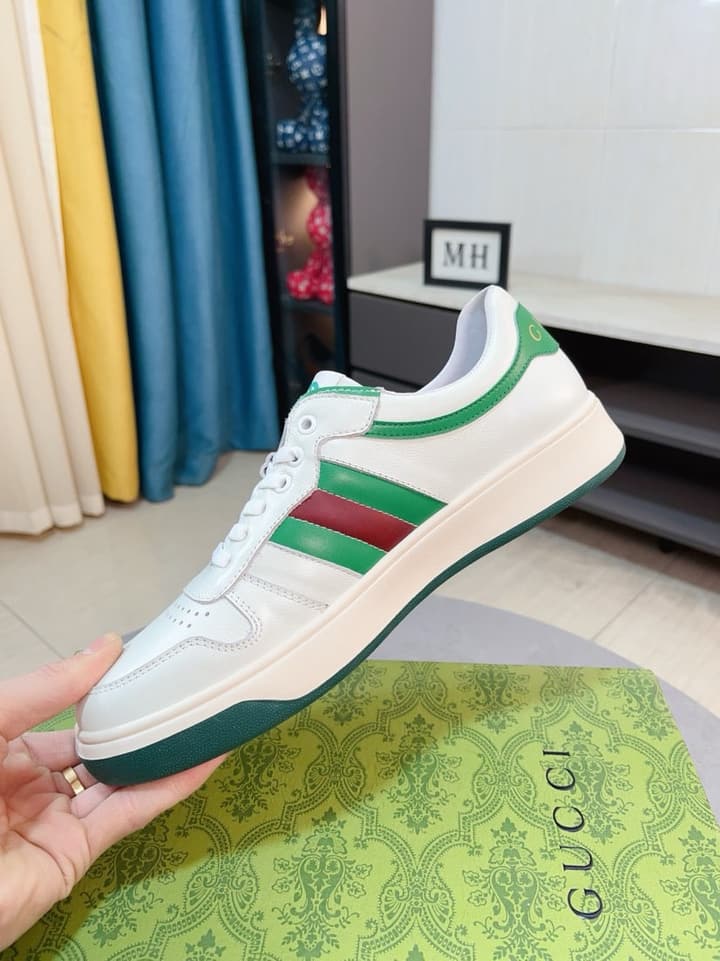 Gucci New Season Casual Fashion Sneakers in Black With Web Stripe