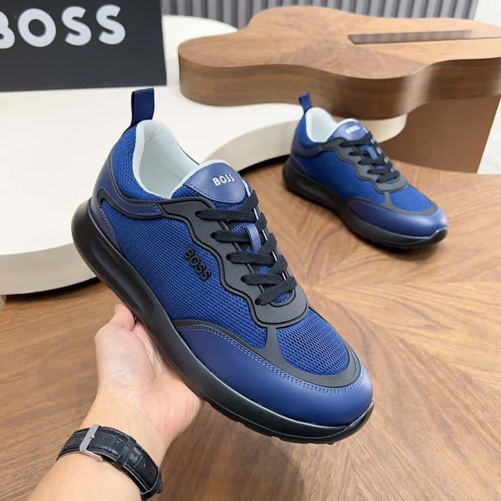 Boss Men's Knit and Leather Sneakers