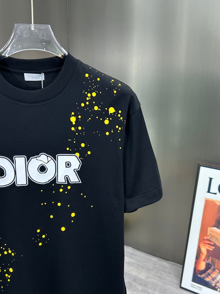 Dior 3D Logo High-Count Cotton T-Shirt – 2026SS in Black With Blue Graffiti Logo