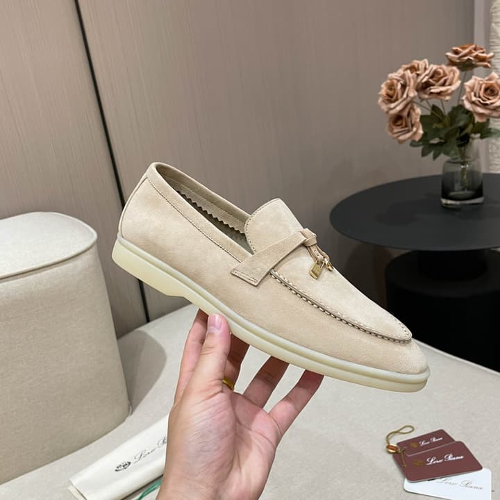 Loro Piana Summer Charms Walk Moccasin Loafers in Black Leather