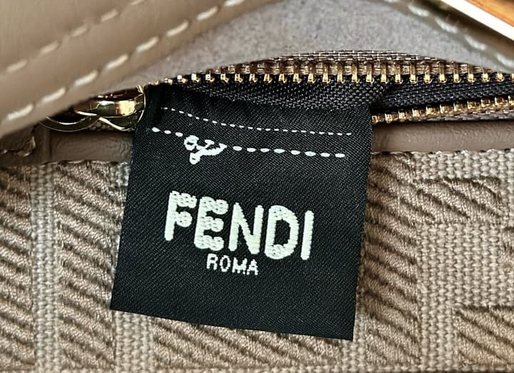 Fendi Peekaboo Classic Calfskin Handbag in Taupe Leather