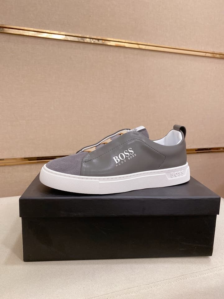 Boss Casual Leather Loafers in Glossy Black Toe