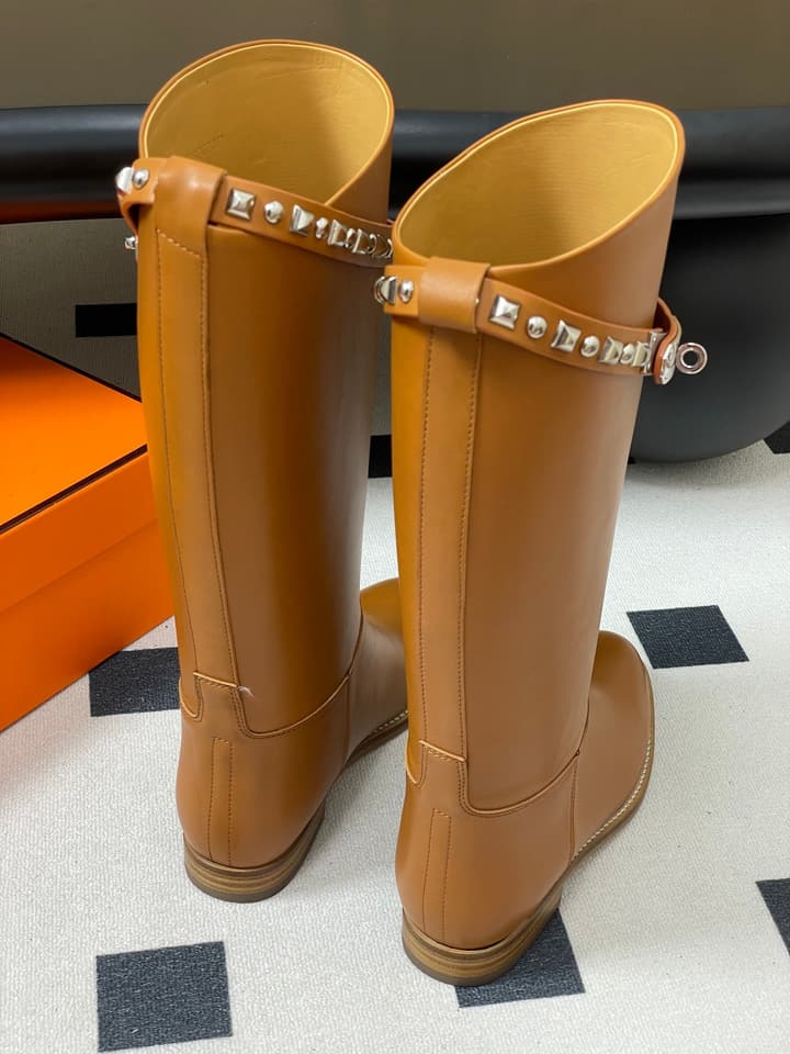 Hermès Jumping Series Kelly Buckle Knee-High Boots in Black