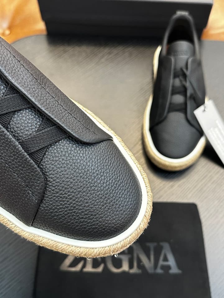 Ermenegildo Zegna Triple Stitch Low-Top Sneakers in Black Suede
