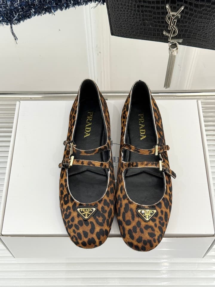 Prada Classic Mary Jane Flats in Leopard Print