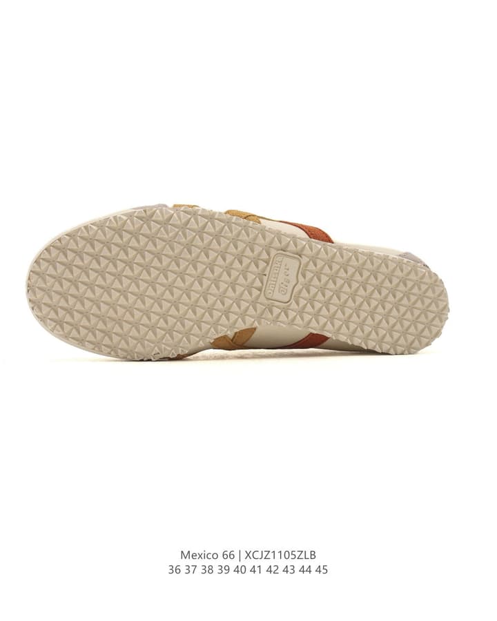 Onitsuka Tiger Mexico 66 Slip-On Sneakers in Cream With Tan And Terracotta Stripes