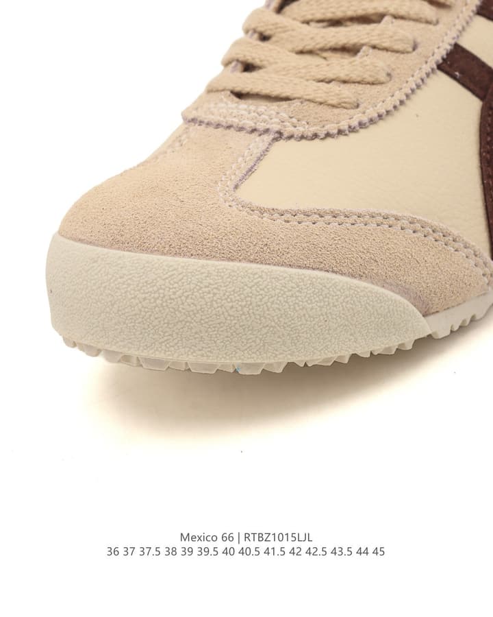 Onitsuka Tiger Mexico 66 Classic Sneakers in Beige With Dark Brown Stripes