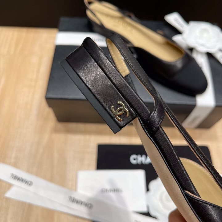 Chanel Classic Slingback Heels in Black Polished Finish