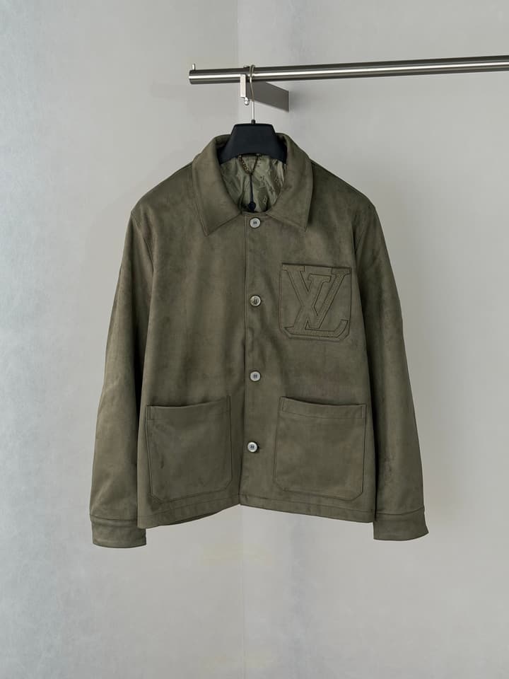 Louis Vuitton 3D V Embroidered Suede Workwear Jacket