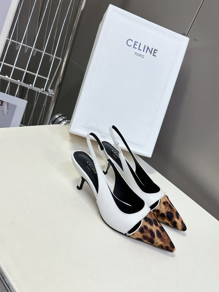 Celine Triomphe Calfskin Heels – Spring/Summer Collection in Dark Leopard Print