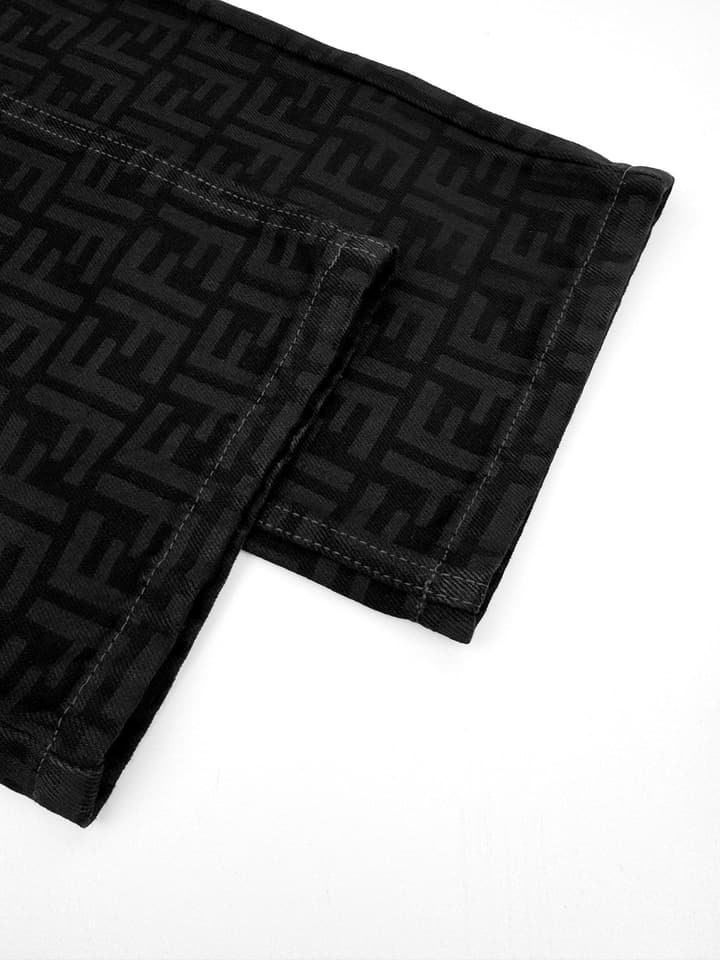 Fendi All-Over FF Monogram Denim Jeans in Black Ff Monogram Denim