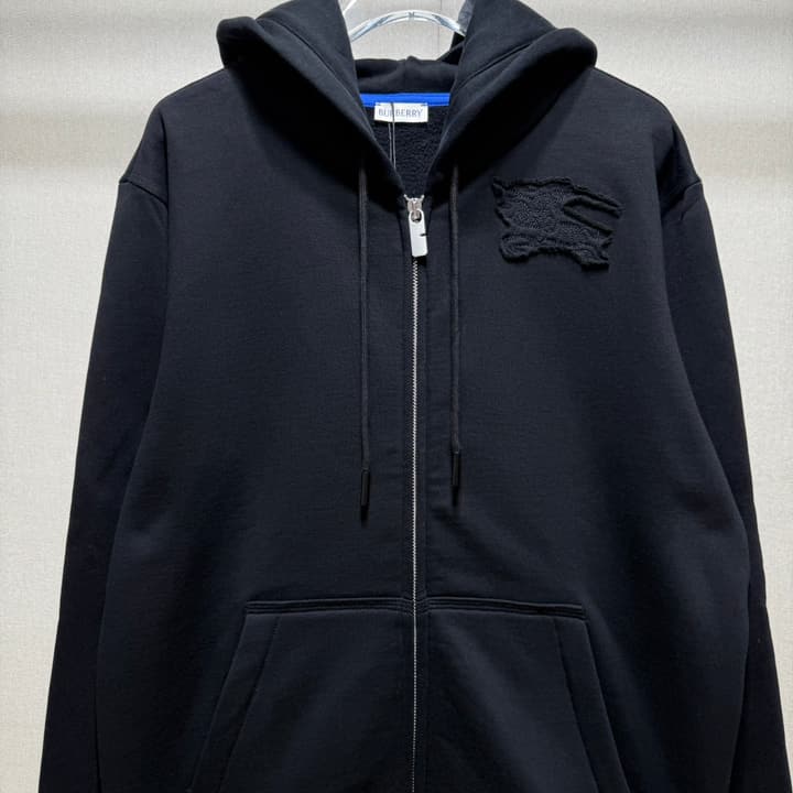 Burberry 24 New Fleece Zip Cardigan – 2024 Collection in Classic Black Zip Hoodie