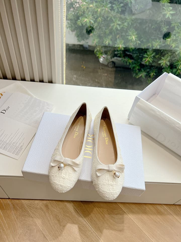 Dior Embroidered Leather Loafers – 2024 Spring Collection in Cream