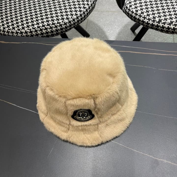 Moncler Fluffy Autumn/Winter Bucket Hat in Dark Gray Sherpa