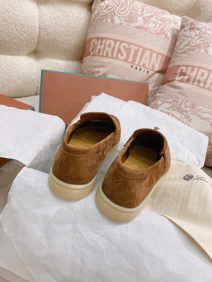 Loro Piana Glossy Cashmere Loafers in Blush Pink Suede
