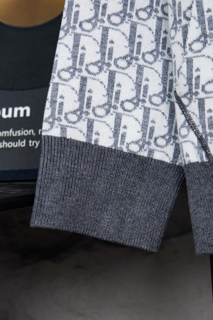Dior CD Monogram Jacquard Cardigan – 24SS in Dark Grey