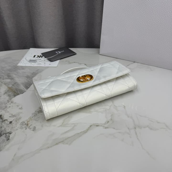 Dior Miss Caro Top Handle Clutch Bag – 2025SS in Pearlescent White Quilted