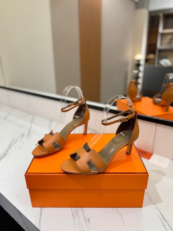 Hermès Classic Palm Grain Cowhide Heels – 6.5cm in Black