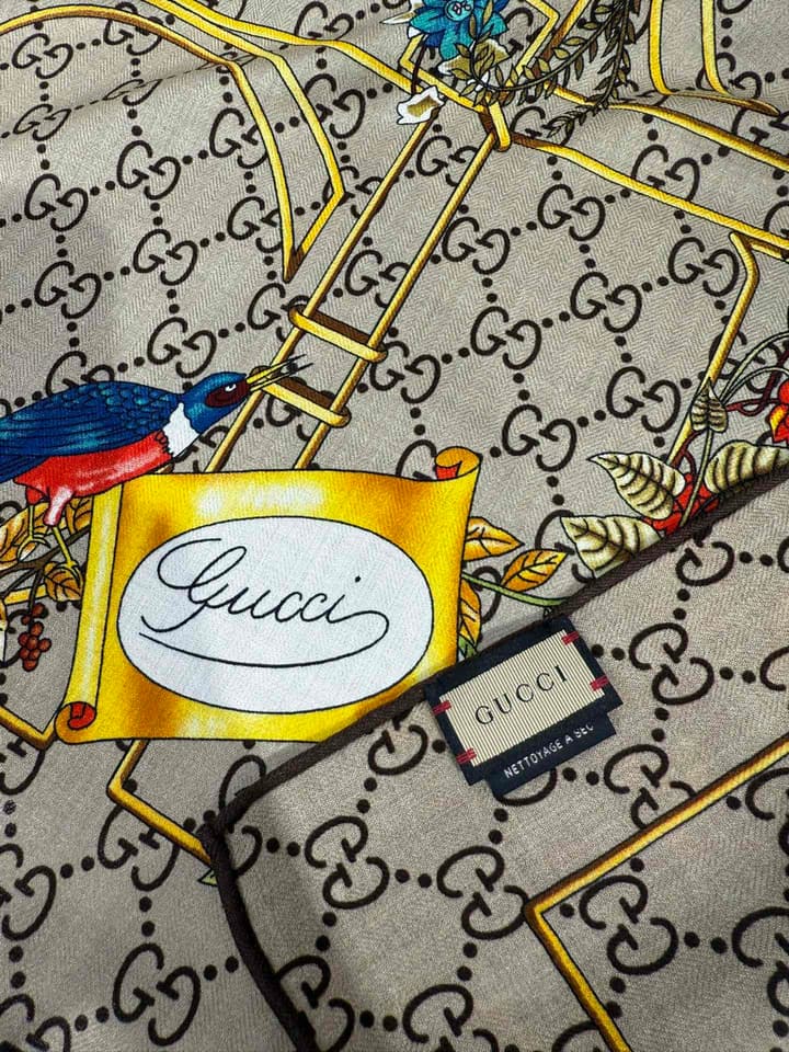 Gucci Double-Sided Floral Cashmere Scarf