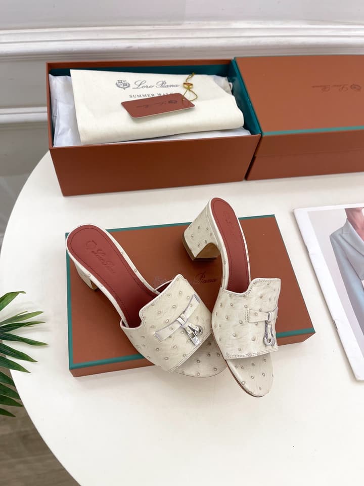 Loro Piana Summer Charms Ostrich Mules – 2025 Spring/Summer Collection in Black