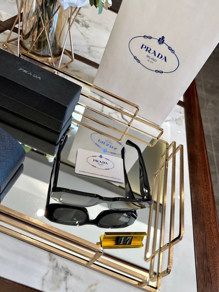 Prada Polarized Acetate Sunglasses in Glossy Black Frontal
