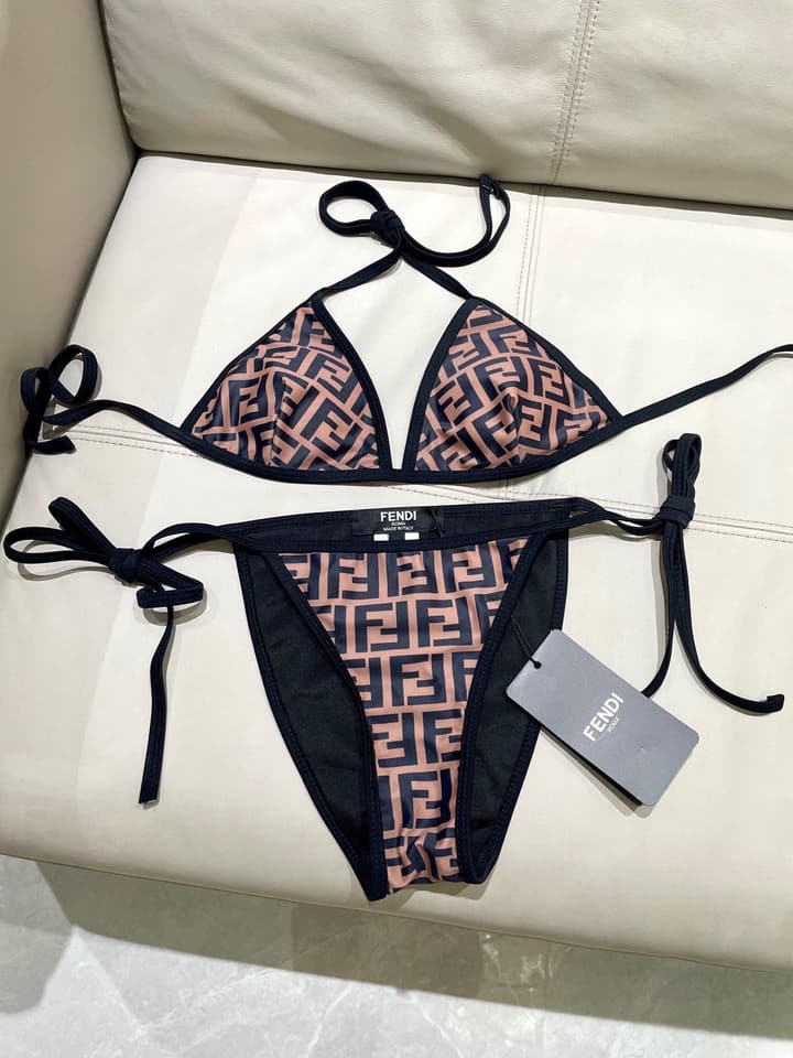 Fendi Versatile One-Piece Swimsuit in Brown Monogram Bikini