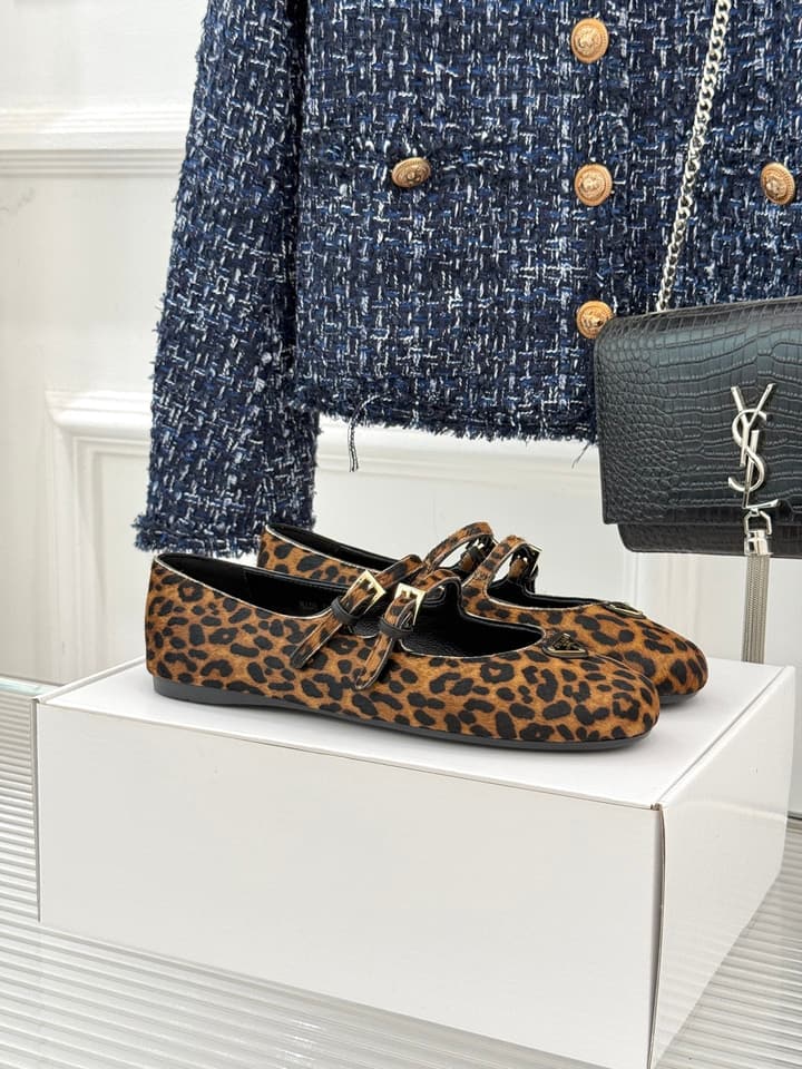 Prada Classic Mary Jane Flats in Leopard Print