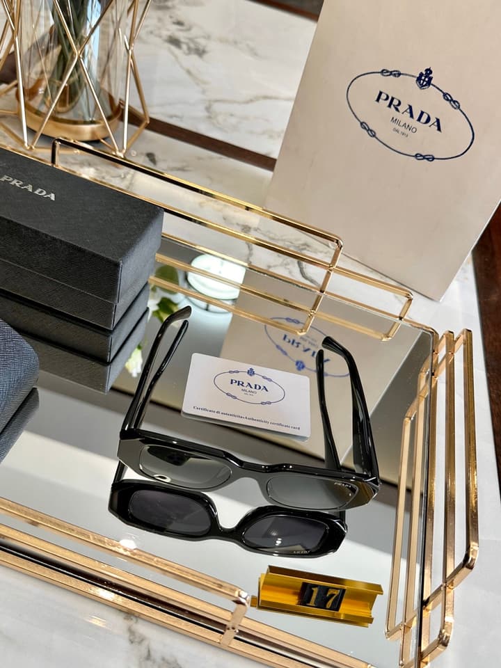 Prada Polarized Acetate Sunglasses in Glossy Black Frontal