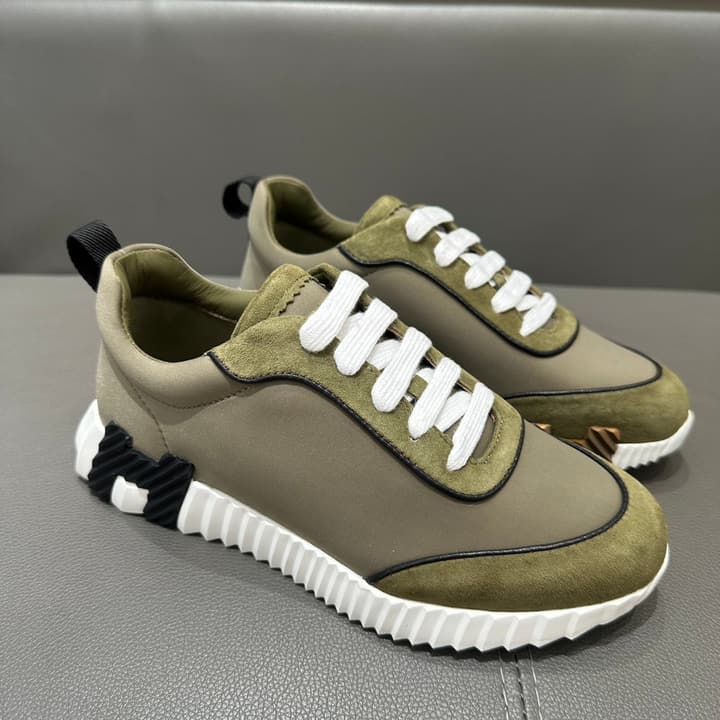 Hermès Bouncing Sneakers in Bright White With Orange H