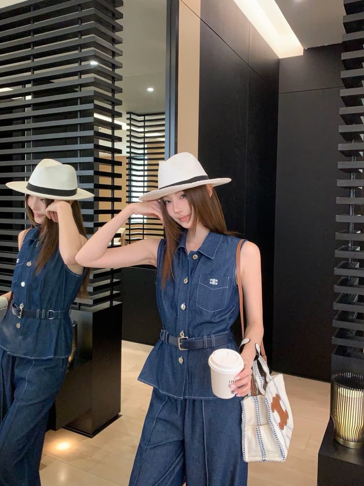 Celine Denim Matching Set in Royal Blue
