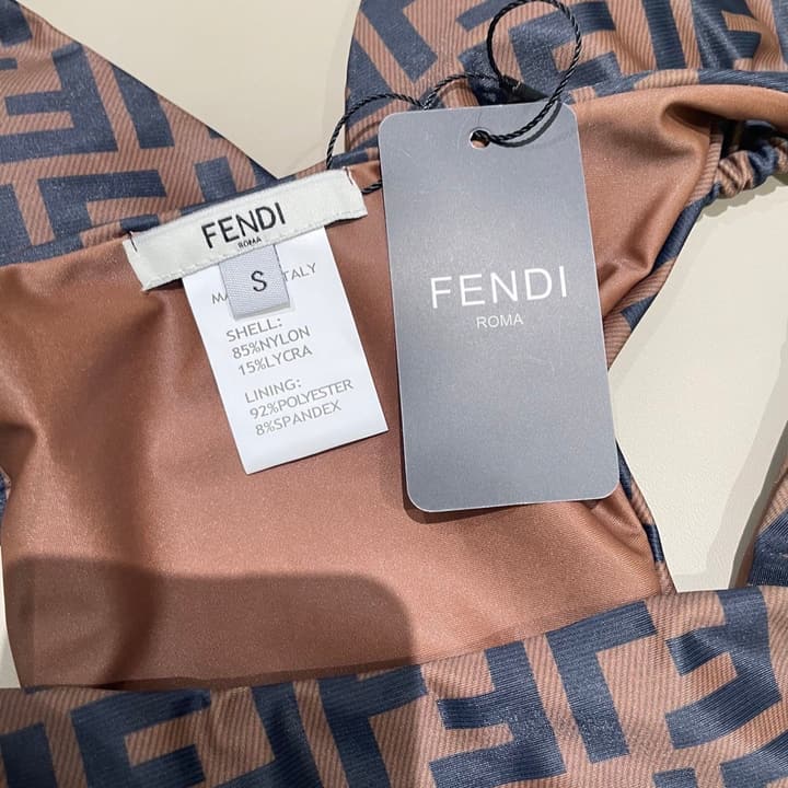 Fendi Versatile One-Piece Bikini Swimsuit in Brown Ff Logo Bikini