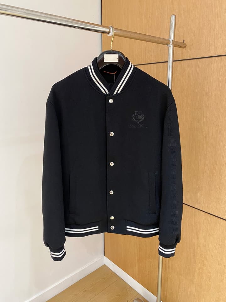Loro Piana Men's Casual Jacket – Spring/Summer Collection – 2025SS in Black Varsity Jacket