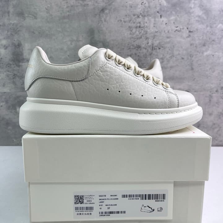 Alexander McQueen Oversized Platform Sneakers in All White Textured